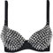 GHAKKE Sexy BHS Frauen Party All-Over Spike Rivet Metallic Punk Dance Push Up BH Nachtclub Kostüme BHS Bralette (Color : Black, Size : 32)
