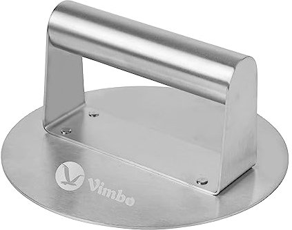 Vimbo Make Perfectly Crispy Smashed Burgers Stainless Steel Press - Non-Stick, Easy to Clean, and Ideal for BBQ and Griddle Cooking - Gift Package Included (Round)