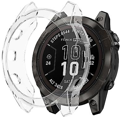 KeeFos TPU Hülle Kompatibel mit Garmin Fenix 7 Pro Solar, Stoßdämpfend Schutzhülle Flexibles Gehäuse für Garmin Fenix 7 Pro Solar (Transparent)