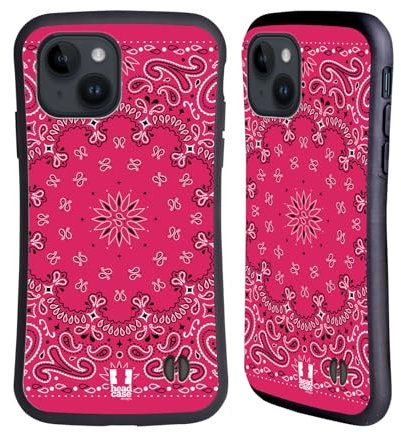 Head Case Designs Rosa Classico Paisley Bandana Classica Custodia Cover Ibrida Compatibile con Apple iPhone 15