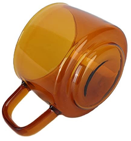 Transparent Coffee Cup 250ML Borosilicate Cup Glass Tea Water Milk Mug with HandleSuccinite for Home Use, Multifunctional Accessory (Orange Brown)