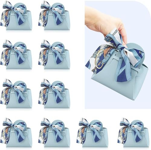 10 stück Rosa Kleine Geschenktasche mit Farbband, Dauerhaft PU-Leder Geschenkbox Gastgeschenk Hochzeit Geschenkbox für Süßwaren,Geburtstagsfeier, Jubiläumsdekoration,Valentinstag (Hellgrün)