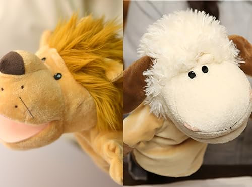 LOMTRATS Handpuppen für Kinder, Kleinkind enthält Wolf, Tiger, Löwe, AFFE und bewegliche offene Münder, perfekt zum Geschichtenerzählen, Unterrichten, im Vorschulalter und als Geburtstagsgeschenk