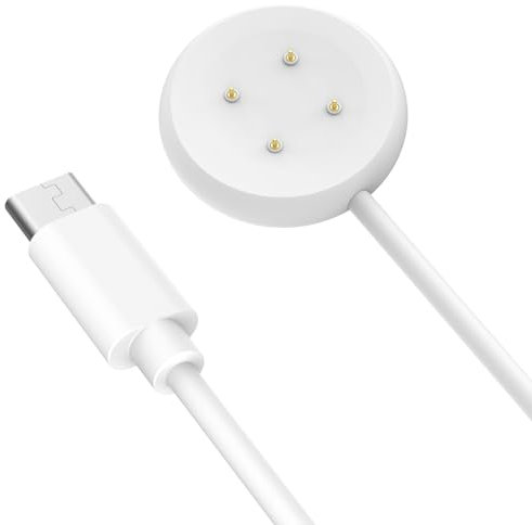 MoKo Caricatore Compatibile con Google Pixel Watch 3/Pixel Watch 2 Smartwatch, Caricabatterie Magnetico con Cavo di Ricarica USB-C da 1M per Fitbit Ace LTE/Versa 4/Versa 3/Sense 2/Sense, Bianco