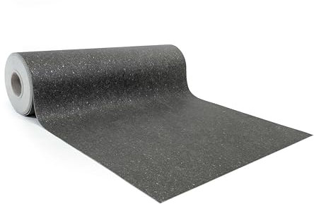 GIURI TESSUTI - Pavimento in PVC - Rivestimento per superfici in Vinile Impermeabile con texture Antiscivolo e supporto in Tessuto Insonorizzante (AL METRO, PRION DARK)