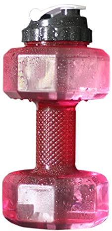 Bouteille d'eau de poids 2,2 L en forme d'haltère avec couvercle anti-fuite Rouge Bouteille d'eau de grande capacité Bouteille d'eau d'haltère Bouteille d'eau d'un demi-gallon Bouteille d'eau de sport