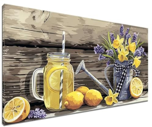 Peinture Numero Adulte Citron, DIY Kits de Peinture au Numéro, DIY Été Numero d'art Adulte, Tous les Kits Inclus, Sans Cadre, 30x40cm Painting by Numbers Kit Débutant pour Masion Décoration Murale N-3