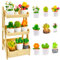 10 Piezas Miniaturas para Casa de Muñecas, Mini Maceta de Casa de Muñecas, con Estante Pequeño Amarillo, Plantas en Macetas de Casa de Muñecas, para Decoración de Jardín de Casa de Muñecas
