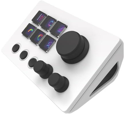 VBESTLIFE Stream Dock Controller, 6 Anpassbare LCD-Tasten, Visuelle Tastatur mit 6 Touch-Federtasten für OBS, Twitch, YouTube, für OS X, PC (White)
