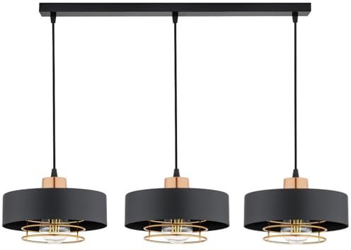 KAR LIGHTING Pendelleuchte 3-flammig aus Metall in Schwarz mit Kupfer-Details, höhenverstellbar | E27 Fassung | LED geeignet | Hängelampe für Wohnzimmer, Esszimmer, Küche, Büro oder Schlafzimmer
