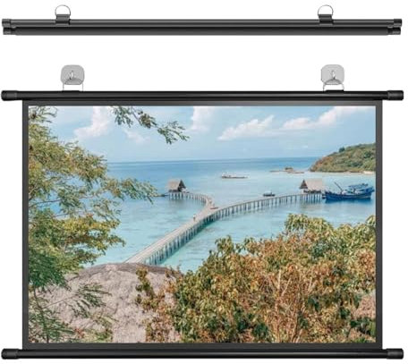 Portable Manual Projection Screen, Retractable Pull Up Screen, Mobile Projection Screen Stand, Hangable HD Projection White Screen For Indoor Movie Home Theater Office 30 , 40 , 50 , 60 , 72(16:9