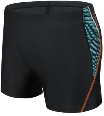 AMZSPORT Maillot de Bain Homme Short de Bain à Séchage Rapide Boxer de Plage avec Cordon de Serrage, Noir L