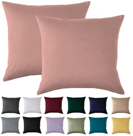Kissenbezug 40x40 2er Set - Kopfkissenbezug 40 x 40 cm Rosa Für Kissen 100% Mikrofaser Kissenhülle Bügelfrei & Knitterfrei mit Reißverschluss