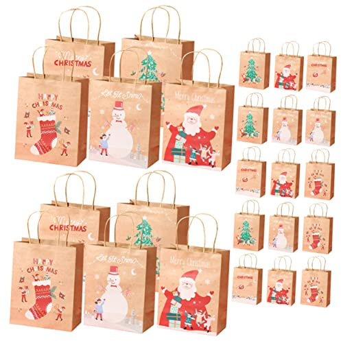 Holibanna 25stücke Weihnachtsgeschenktüten Aus Papier Handgehalten Taschen Für Süßigkeiten Kleine Geschenke Pralinen Snacks Gastgeschenke Weihnachtsfeier