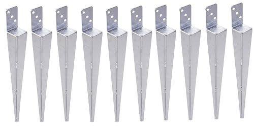 Aqbau® Set di 10 manicotti a terra per pali da inserire, L, manicotto a battente, zincato a caldo, boccole per pali in legno, forma L, 60 x 600 mm