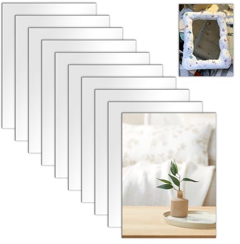 DRERIO 10 Stück Selbstklebender Acrylspiegel HD Klebespiegel 15 * 20 cm rahmenloser Kunststoffspiegel 2 mm Acrylspiegelfliesen Unzerbrechlicher Spiegel rechteckig Wandklebespiegel
