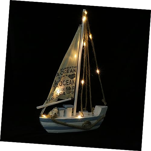 Holibanna 1stück Segelboot Mit -Beleuchtung Mediterranes Design Dekoratives Für Wohnräume Als Tischdeko Batterie