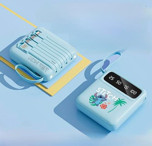 S&M Fashion Sti-tch 10000mAh Palm Tree Power Bank Fun Tropical Design with Built-in Cables, LED Display & Torch Fast-Charging, Stylish & Compact Charger for Travel, Holidays & Daily Use