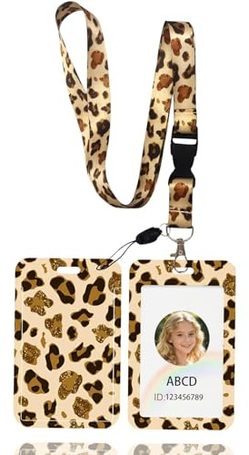Leoparden ID Ausweis Halter - Einziehbarer Ausweishalter für Krankenschwester - Mit Karabiner & Lanyard
