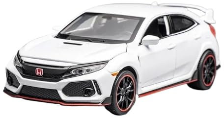 YCNXEB Miniatur Modelle 1 32 Für Honda Civic Type-R Druckguss Auto Modell Spielzeug Erwachsene Fahrzeuge Metall Modell Mit Sound Licht Sammlungen Originalgetreue Nachbildung(White)