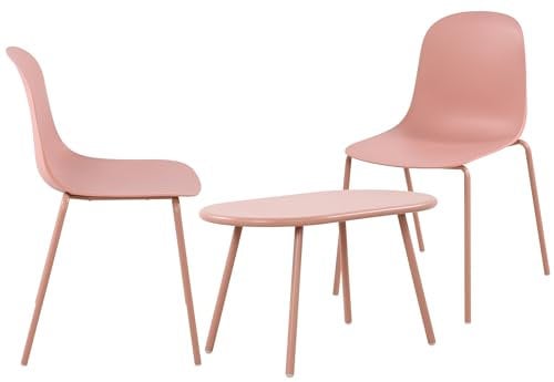 CLP 2er Sitzgruppe Veldin I Garten-Set 2X Stuhl stapelbar und 1x Tisch I Outdoor-Set wetterfest und UV-beständig I Gartenmöbel | Farbe pink