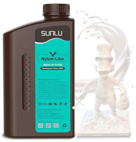 SUNLU Nylon Resin Strong Durable 3D Printer Resin, White 1KG | High Toughness & Impact Resistant Photopolymer UV Resin for Functional Parts, Compatible with LCD/DLP/SLA Resin 3D Printer