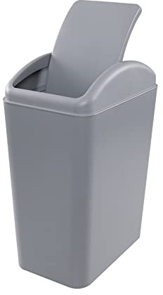 Tyminin 20 Litre Plastic Kitchen Trash Can with Swing Lid, Slim Garbage Bins, Gray