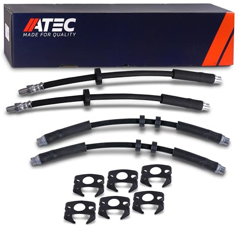 ATEC Germany 4x Bremsschlauch + Haltefedern Vorne + Hinten