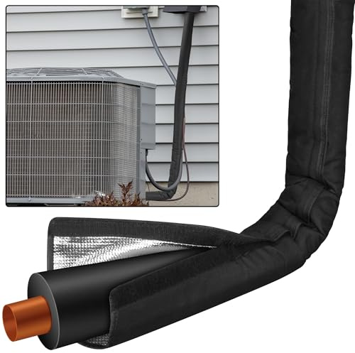3-Layer HVAC Copper Pipe Insulation Cover, 72''x10.2'' Outdoor Mini Split AC Heating System Line Foam Tube Protector Sleeve, Flexible Insulation Wrap for Central Air Conditioner and Heat Pump, Black