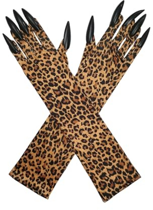 MOPZIJA leoparden kostüm damen，Opera-Long-Handschuhe für Damen, 1920er-Jahre, Leoparden-Satin, dehnbar, Ellenbogenlang, Handschuhe für Halloween, Gatsby-Mottoparty，leoparden，leopard kostüm