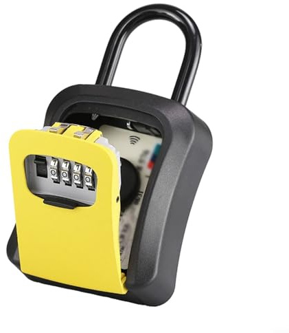 Boîte à clés pour montage mural pour clés de maison, voiture ou cadenas avec accès facile à combinaison (jaune)