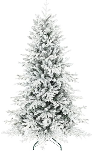 HOMCOM Sapin de Noël Artificiel Floqué de Neige 180 cm Vert