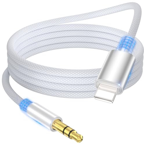 Deuomerk Cavo Aux i Phone 1,2M Cavo i Phone a Jack 3.5 mm Certificato MFi | Cable Aux Light-ning Adattatore Audio Compatibile con iPhone 14/13/12/11/X/8/7 per Autoradio/Cuffie/Altoparlanti, Bianco