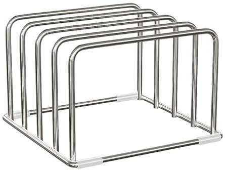 Metal Chopping Board Holder Rack, 4 Slots Stainless Steel Chopping Board Storage Rack, Kitchen Cabinet Organizer for Cutting Boards, Baking Pan, Cookie Sheet, Pot Lid
