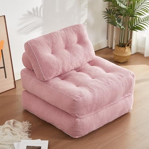 Litbird Faltbares Schlafsofa – Sitzsack-Sofa, Relaxsessel, Spielsofa, Schlafsofa & Gästebett für kleine Räume, Sessel fürs Schlafzimmer & Wohnzimmer (Rosa, 89.9 cm)