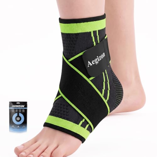 Ankle Support Brace, Adjustable Ankle Compression Support for Plantar Fasciitis, Ligament Damage, Achilles Tendonitis, Sprained Ankle, Arthritis, Ankle Strap Support for Women Men, Running, Football M