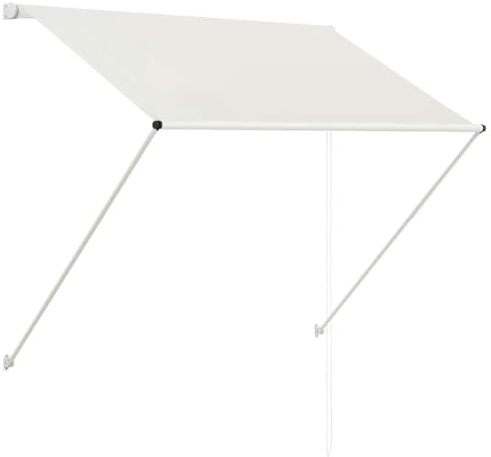 WRJENFSC Store rétractable - 150 x 150 cm - Crème - Distributeur d'ombre manuel avec cadre en acier robuste et tissu en polyester - Brise-vue pour fenêtre, terrasse, balcon et extérieur