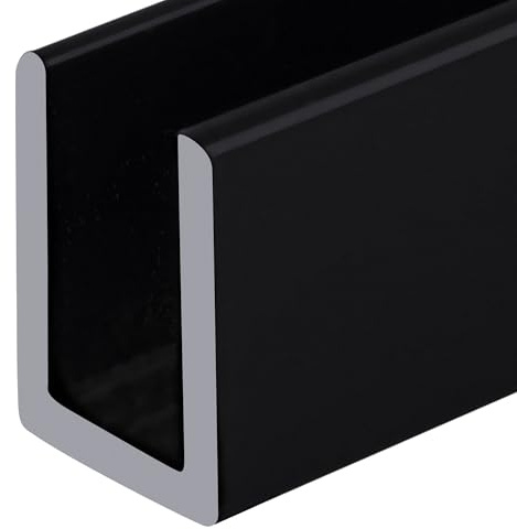 CRL Matte Black Frameless Shower Door Aluminum Deep U-Channel for 3/8 Thick Glass - 95 in Long