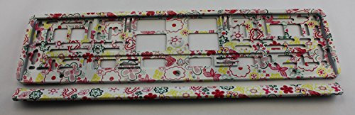 ZentimeX Z788684 Kennzeichenhalter Kennzeichenhalterung Schmetterling bunt glänzend Blumen Flower für DE-Standard Kennzeichen 1 Stück