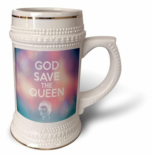 3dRose Mug Bokeh à paillettes or rose et sa majesté – God Save The Queen – 532 ml, 650 ml, blanc