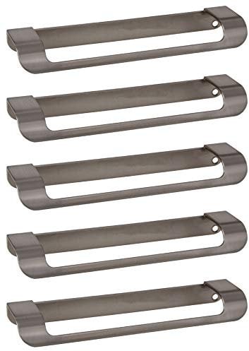 Gedotec Griffleiste Edelstahl Möbelgriff Küche Griff-Profilleiste L-Form - H10133 | Bohrabstand 160 mm | Design-Griff gebogen | Schrankgriff zum Schrauben | 5 Stück - Kantengriffe für Schubladen