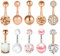 JFORYOU 10 Pcs Piercing au Nombril Anneau Clou Ombilical 10 Styles 14G Acier Inoxydable Anneau de Nombril pour Femmes Homme Filles Bijoux de Corps Ventre Or Rose