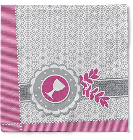 Sovie HORECA Serviette KELCH-TAUBE | Tissue 33 x 33 cm | saugstarke Einmal-Serviette und hochwertige Einweg-Servietten | ideal für Kommunion/Konfirmation | 100 Stück | (Pink)