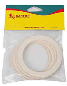 SF SANFOR 6 Sanfor Junta Goma Plana para Cafetera Italiana 6 Tazas Paquete 4 Unidades | Caucho | Blanco | 7,2 x 5,5 x 0,1 cm