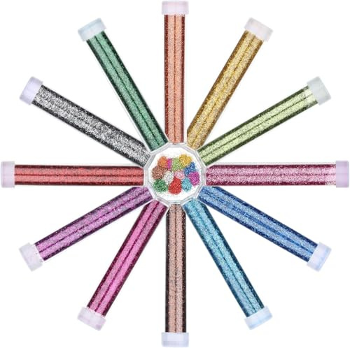 24pcs Glitzer Set Kinder Glitter Gel Glitzerpulver LISOPO Glitzerpulver Glitter zum Basteln, Karten herstellen,Festival Dekoration, Glitzerpuder für Nägel, Körper, Gesicht, Slime,Kosmetik & Glitzer