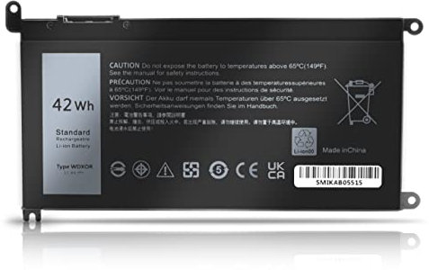 42Whr WDX0R Battery for Dell Inspiron 13 5378 5368 7368 7378 15 5567 5565 5568 5578 7560 7570 7579 7569 P58F 17 5765 5767 3CRH3 T2JX4 FC92N CYMGM Dell WDXOR Laptop Battery 11.4V