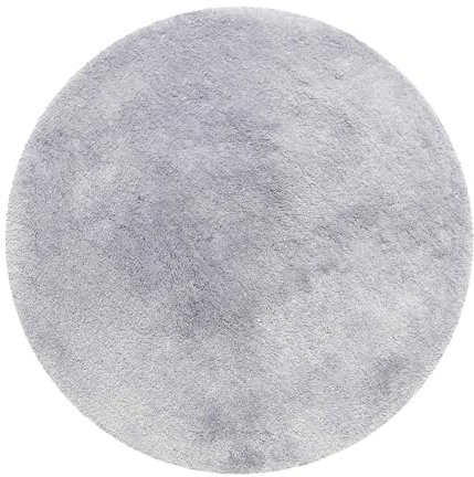Homie Living Badteppich, Badematte kuscheliger Flauschiger weicher Flor l rutschfest und Waschbar Porto Azzurro (90 cm rund, Silber Grau)