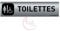 AUA SIGNALETIQUE - Plaque Aluminium brossé imprimé AluSign DARK - 200x50 mm - Double Face adhésif au dos (Toilettes F/handicap)