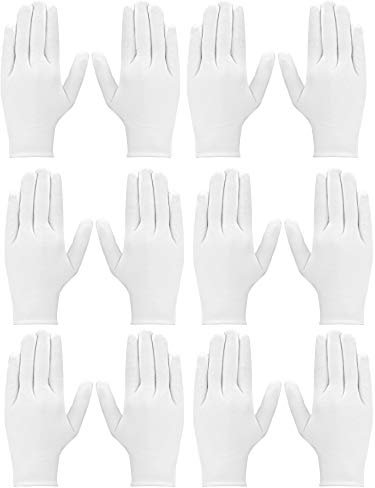 100% Cotton Moisturising and Protective Gloves for Eczema, Sensitive Dry Irritated Skin, Overnight Bedtime, Cosmetic Inspection, Spa Therapy, Jewellery Cleaning (6 Pairs (12 Gloves))