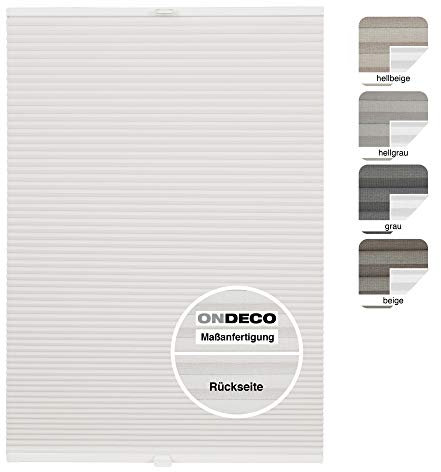 ondeco Waben-Plissee Thermo auf Maß für alle Fenster innen, ohne Bohren, Montage Klemmträger bis 27 mm, Sonnenschutz-Rollo lichtschutz und Verdunkelung Weiß B: 131-140 cm, H: 101-150 cm